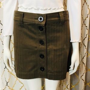 Burberry London Olive Green button front skirt